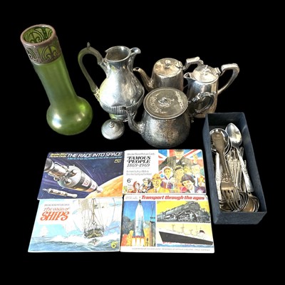 Lot 75 - An iridescent green glass Loetz style vase,...