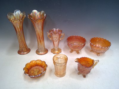 Lot 51 - Carnival Glass Vases, Bowls, a Cup and a Jug....