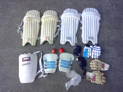 Lot 87 - A Selection of Cricket Equipment, Pads, Gloves,...