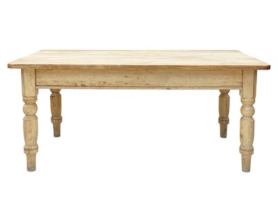 Lot 804 - A large late Victorian pine kitchen table.