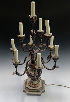 Lot 301 - A Venetian style candelabrum,with ten painted...