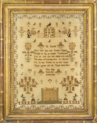 Lot 533 - A George IV silkwork sampler.
