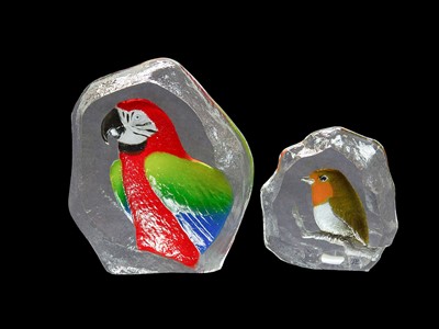 Lot 503 - Two Mats Jonasson for Maleras (Sweden) crystal paperweights.