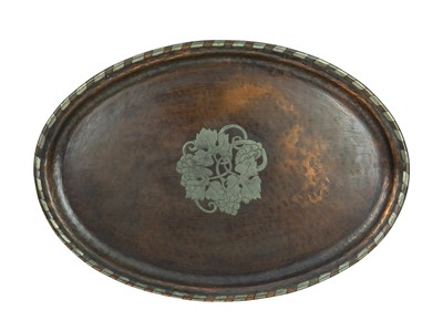 Lot 207 - A Hugh Wallis copper and inlaid tray.