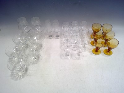 Lot 129 - Six Amber Glasses, Sundae Glasses, Sherry, etc.