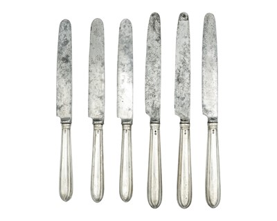 Lot 121 - A George III silver handled set of six table knives by William Abdy.