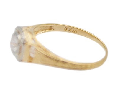 Lot 72 - An antique continental 18k gold with a diamond solitaire ring.