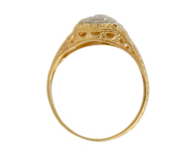 Lot 72 - An antique continental 18k gold with a diamond solitaire ring.