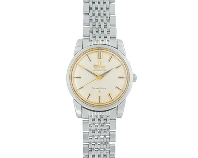 Lot 1035 - OMEGA - A Constellation Automatic Chronometer 1960's stainless steel gentleman's bracelet watch.