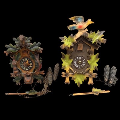 Lot 156 - Two cuckoo clocks require some restoration.