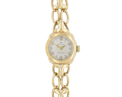 Lot 1055 - ROLEX - A Precision 1950's 9k lady's manual wind bracelet wristwatch.