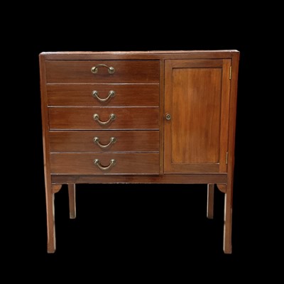 Lot 159 - An Edwardian five-drawer music cabinet with an...
