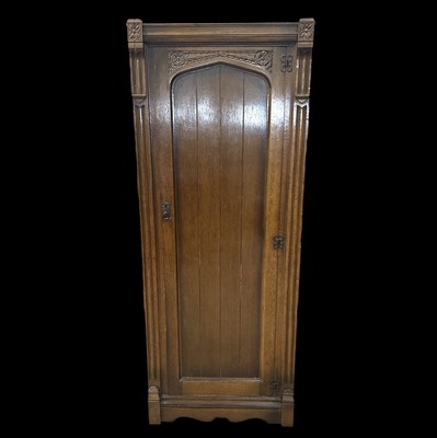 Lot 164 - An English oak single hall wardrobe, 73cm wide,...