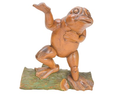 Lot 178 - An unusual Italian carved fruitwood figure of a frog.