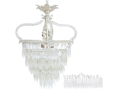Lot 818 - A cut glass chandelier or electrolier.