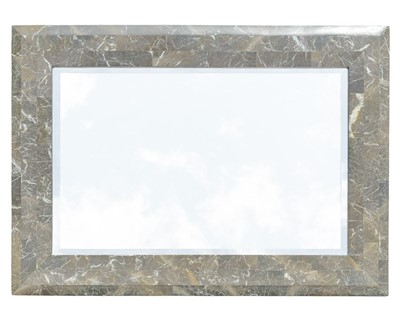 Lot 839 - A marble-framed rectangular wall mirror.