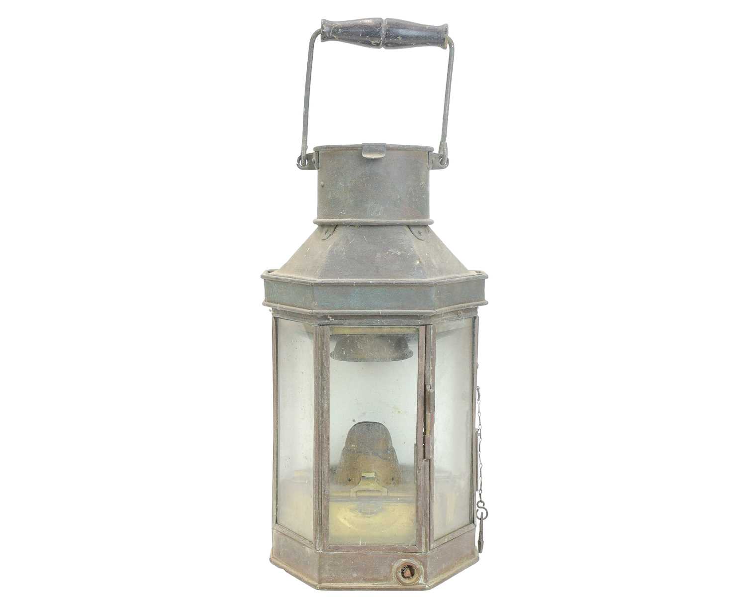 Lot 63 - A copper bulkhead lamp.