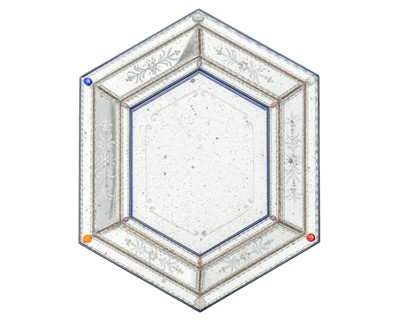 Lot 512 - A Venetian style small hexagonal sided wall mirror.