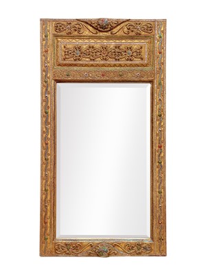 Lot 503 - An Indian jewelled gilt wall mirror.