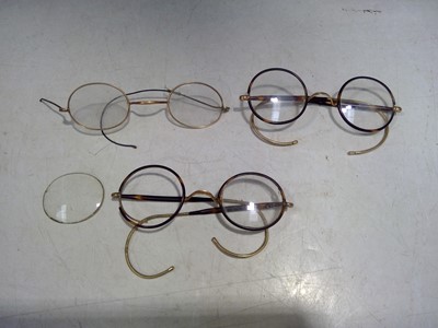 Lot 109 - Three pairs of vintage spectacles.