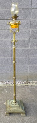Lot 3 - A Heavy Brass Oil Floor Lamp. The Lamp is...