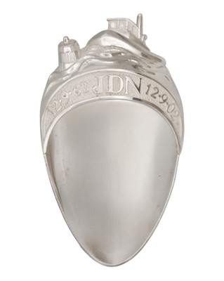 Lot 51 - A modern Britannia Standard silver caddy spoon dedicated to Capt. John D.Norrie, by Softley & Page.