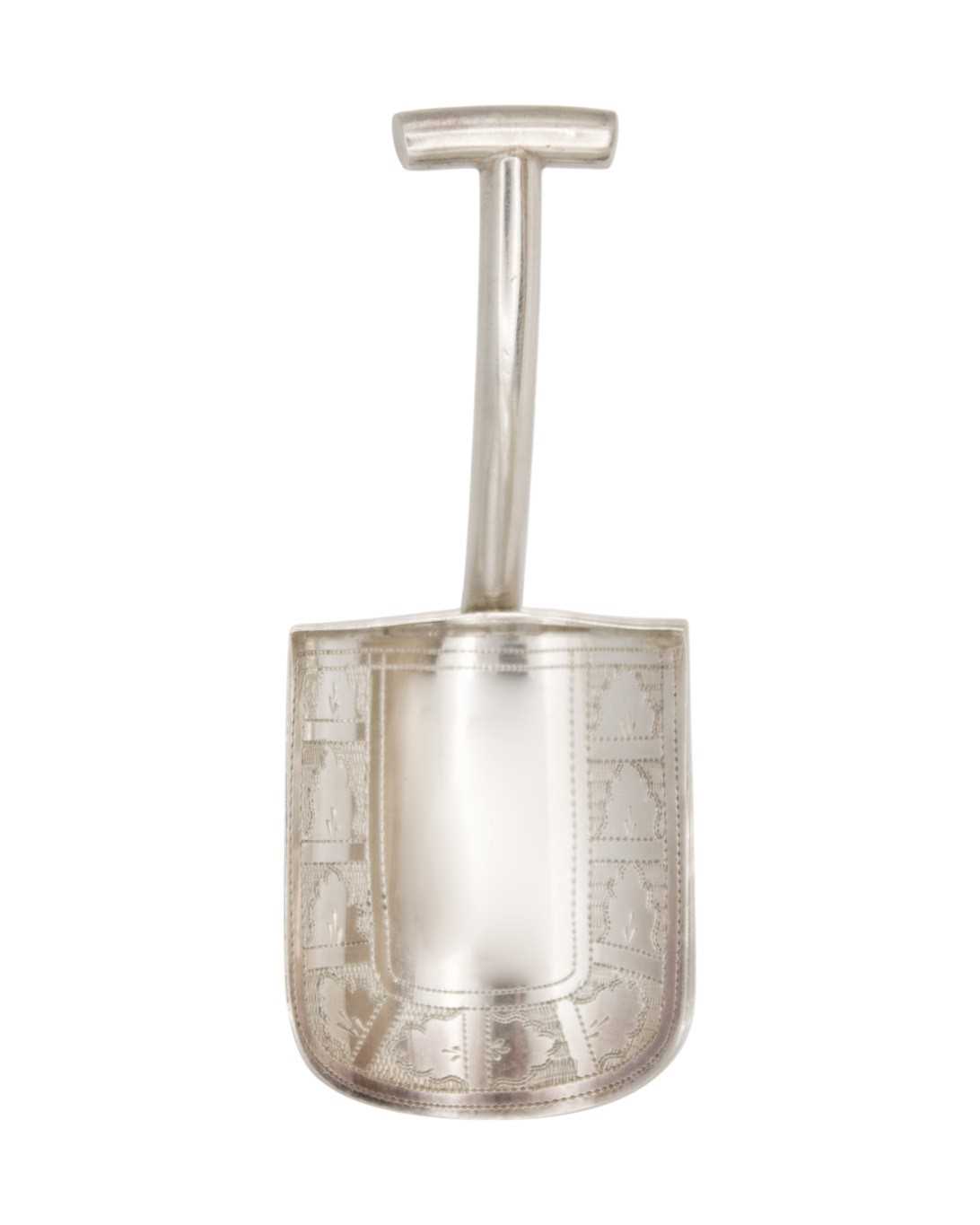 Lot 21 - A George III silver caddy spoon in the form of a shovel by Cocks & Bettridge.