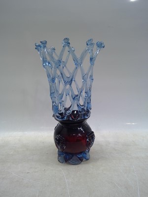 Lot 196 - A Murano Style, Lattice Crown Vase. The piece...