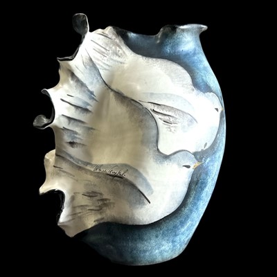 Lot 50 - The Love Birds, a hand-painted vase by Greek...