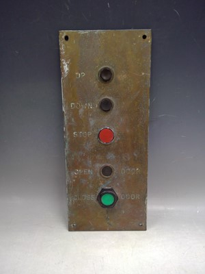Lot 61 - A Brass Elevator / Lift Control Panel. The...