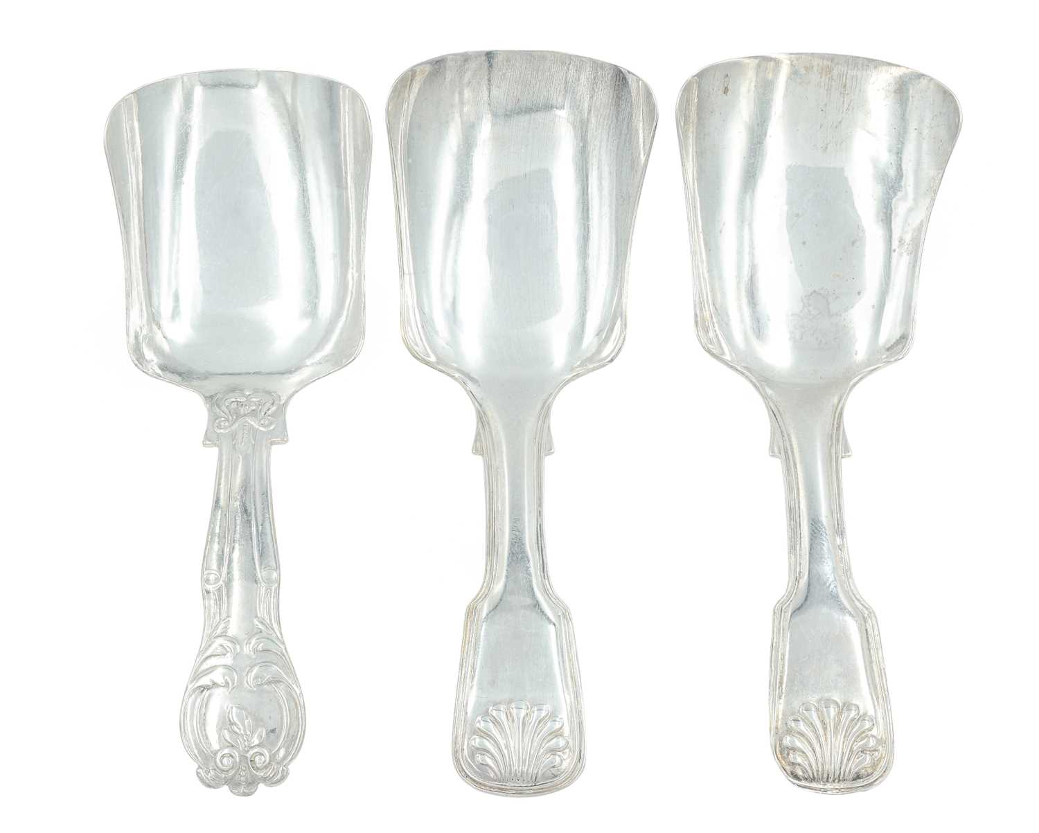 Lot 14 - A pair of George IV silver caddy spoons by George Unite, and one other by the same.