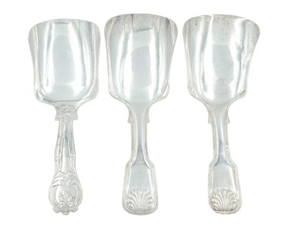 Lot 14 - A pair of George IV silver caddy spoons by George Unite, and one other by the same.