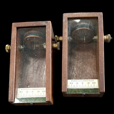 Lot 73 - Two vintage W. G. Pye & Co galvanometers, 15cm...