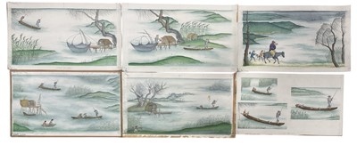 Lot 89 - Oriental watercolours on paper, six in total,...