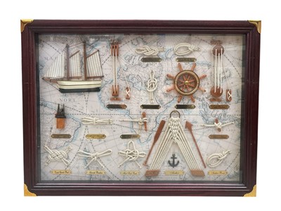 Lot 44 - Nautical sailor's knots, housed in a shadow...