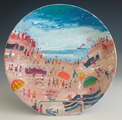 Lot 294 - Simeon STAFFORD (b.1956) Beach Scene Oil on...