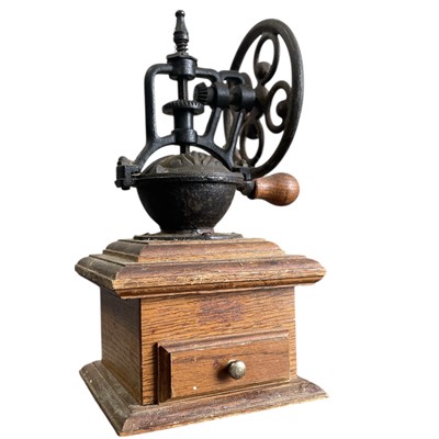 Lot 96 - A vintage cast-iron coffee mill, 27cm overall...