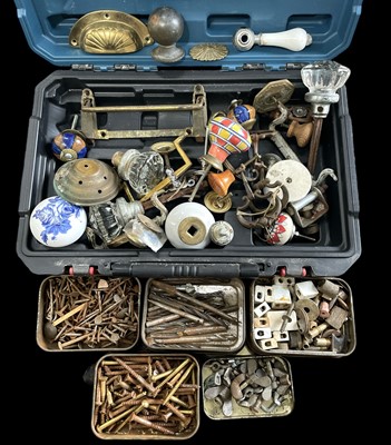 Lot 97 - A mixed lot containing door knobs, vintage...
