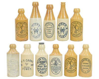 Lot 141 - Eleven Cornish ginger beer bottles.