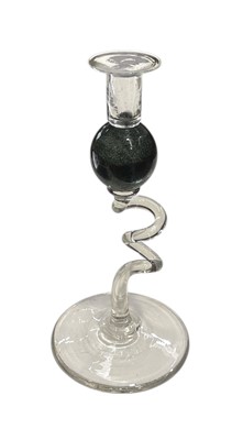 Lot 12 - A Bob Crooks art glass 'Colourball Candlestick'...