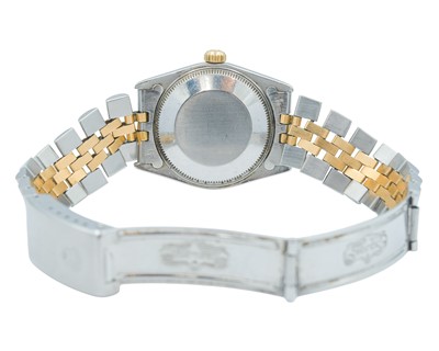 Lot 1057 - ROLEX - An Oyster Perpetual Datejust mid-size steel and gold bracelet wristwatch.