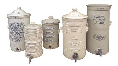 Lot 131A - Five stoneware water filters.