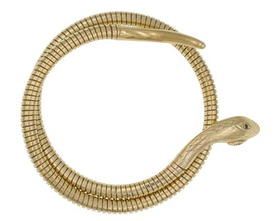 Lot A Victorian snake design omega link bangle.
