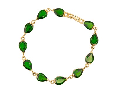 Lot 33 - A 9k gold chrome diopside line bracelet.