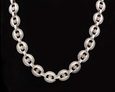Lot 98 - A Victorian silver fancy link necklace.
