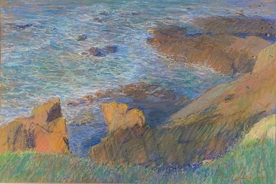 Lot 300 - Paul LEWIN (1967) Cape Cornwall Cliffs Pastel...