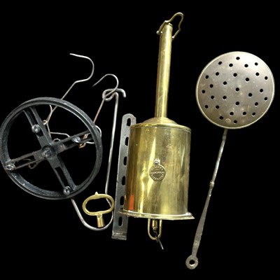 Lot 135 - A Salters brass clockwork spit, 35cm long.