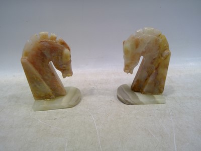 Lot 136 - A Pair of Agate Horse Head Bookends. The Heads...