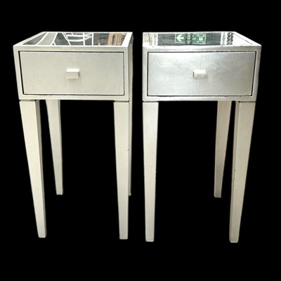 Lot 158 - Two mirror topped bedside tables, 70cm high...