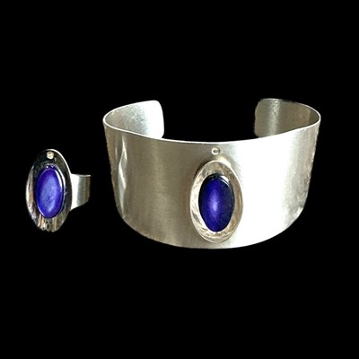 Lot 170 - A Georg Jensen style stainless steel bracelet...